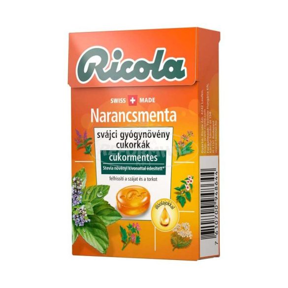 Ricola gyömbér Narancsmenta gyógynövényes cukorka 40g