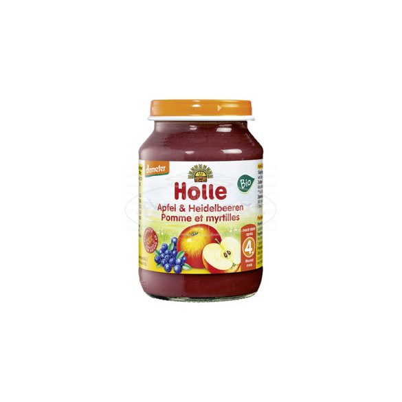 Holle bio bébiétel alma-fekete áfonya 190g