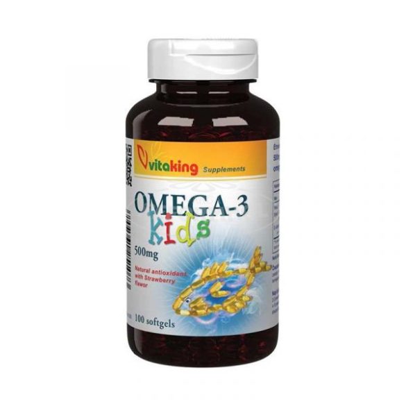 Vitaking omega-3 kids 500mg gélkapszula eper íz 100x