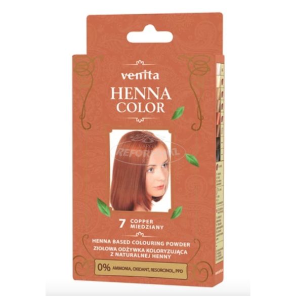 Henna Color hajsz.Hennapor NR7 rézvörös+1pár kesztyű 25g