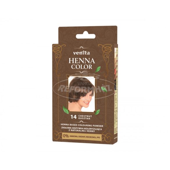 Henna Color hajsz.Hennapor NR14 gesztenyebarna+1 kesztyű 25g