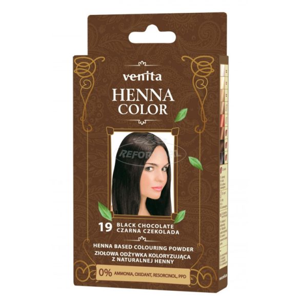 Henna Color hajsz.Hennapor NR19 feketecsokoládé+1kesztyű 25g