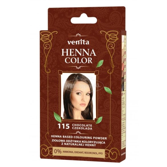 Henna Color hajsz.Hennapor NR115 csokoládébarna+1kesztyű 25g