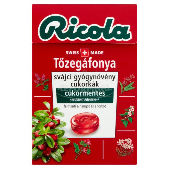 Ricola Tőzegáfonya gyógynövényes cukorka 40g