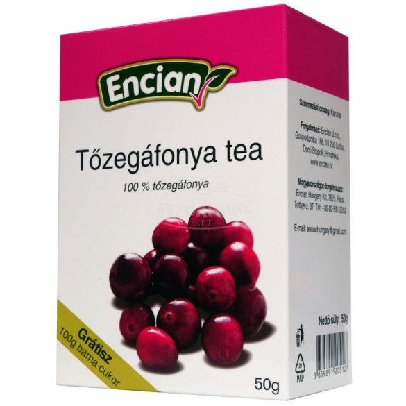 Encian Tőzegáfonya tea 50g + 100g barnacukor ajándék 150g