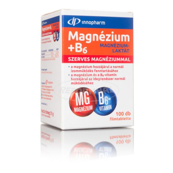 Innopharm magnézium +B6 magnézium laktát tabletta szerve 100x