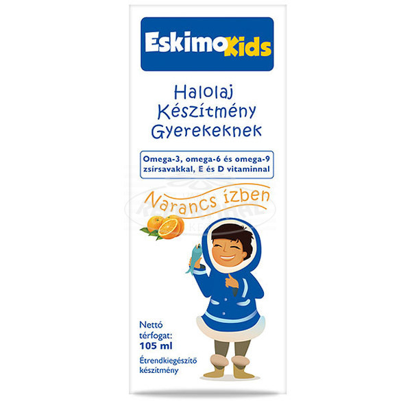 Eskimo Kids halolaj készitmény gyerekeknek narancs íz 105ml