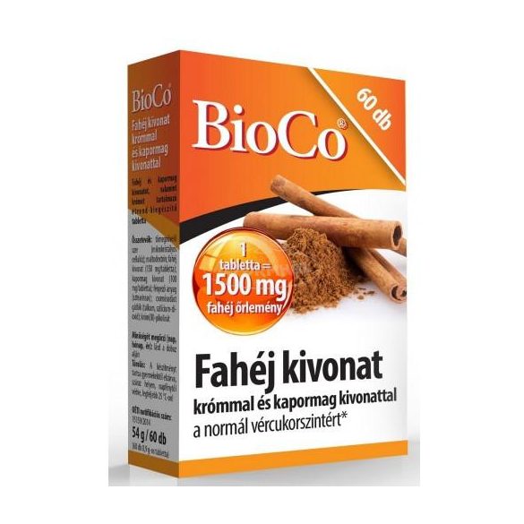 BioCo Fahéj 1500mg tabletta +Króm és Kapor 60x