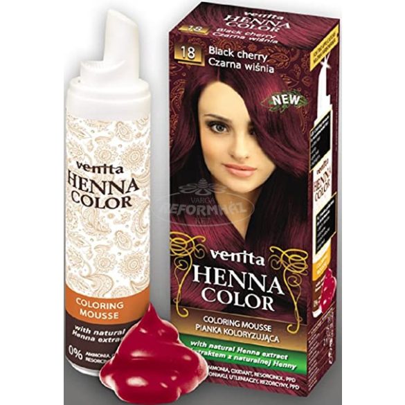 Henna Color hajszínezőhab nr 18 fekete meggy 75ml