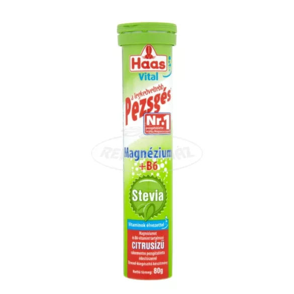 Haas pezsgőtabletta magnézium+B6 Steviával citrusízű 20x