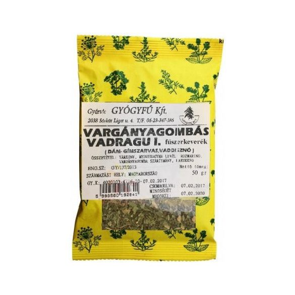 Gyógyfű fűszerkeverék Vargányás gombás vadragu I. 50g