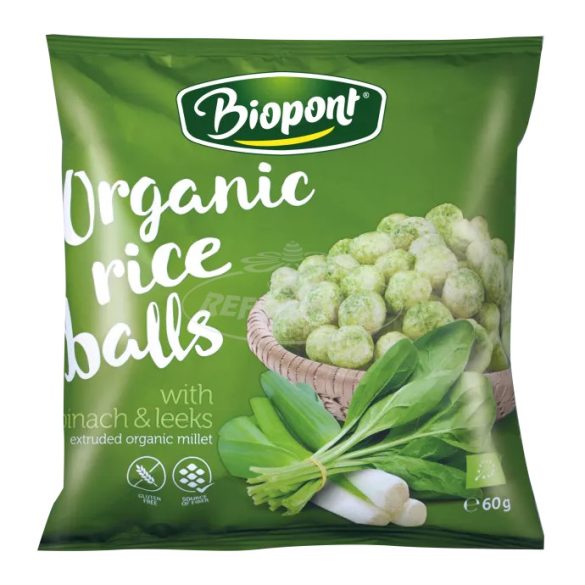 Biopont Extrudált Rizsgolyó spenót-póréhagyma gluténm. 60g