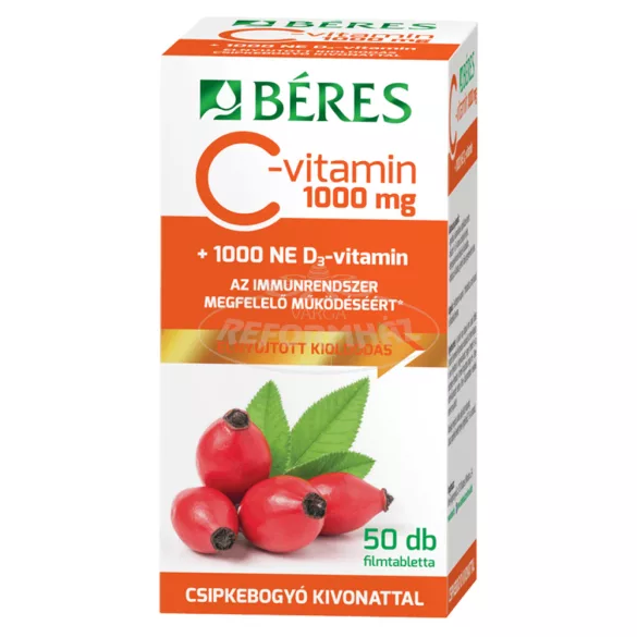 Béres C-vitamin 1000mg+D3 1000NE filmt.csipkebogyó kiv. 50x