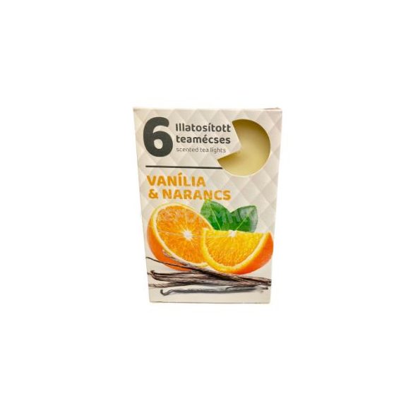 Mécses illatos vanilia narancs 6db