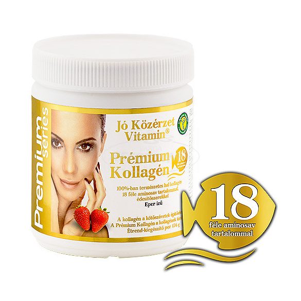 Jó közérzet Prémium Kollagén por eper+ 18 aminosav 176g