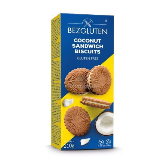 Bezgluten gluténmentes szendvicskeksz kókuszos 210g