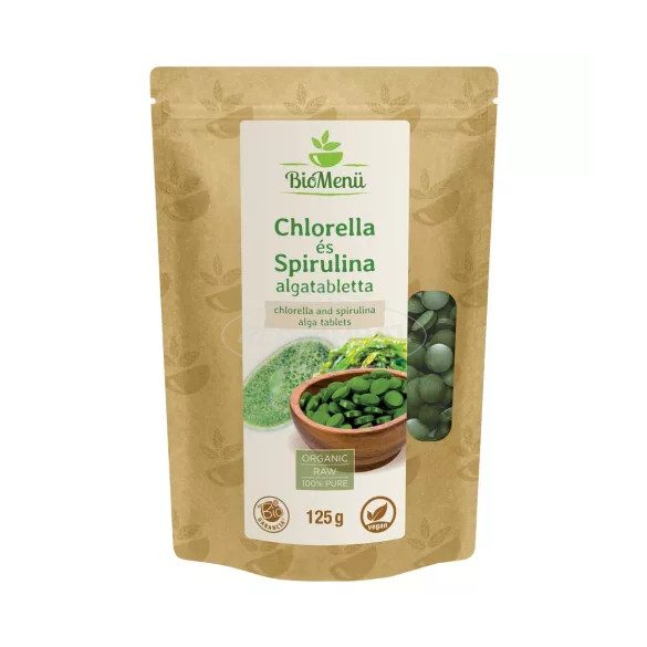 Biomenü bio chlorella és spirulina tabletta 500 mg 125g