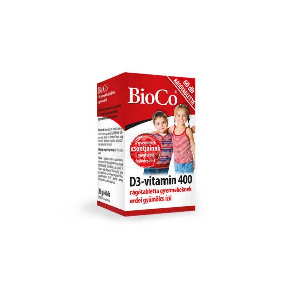 BioCo D3-vitamin 400 rágótabletta gyerekeknek erdeigyü. 60x