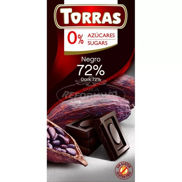 Torras étcsokoládé 72% diabetikus gluténmentes 75g