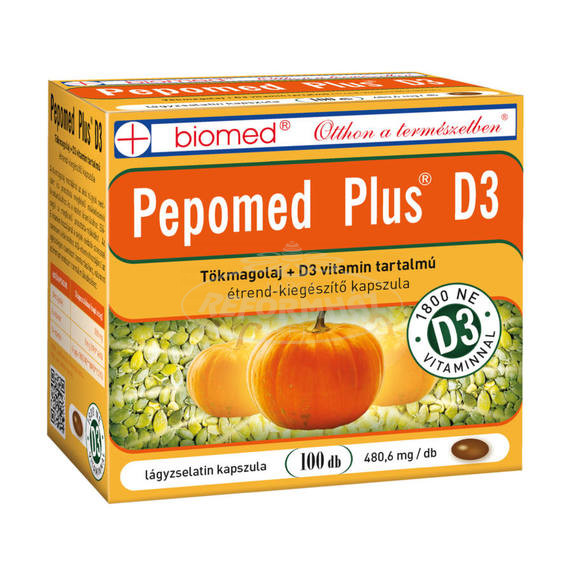 Biomed Pepomed Plus tökmagolaj +D3 vit.kapszula 100x