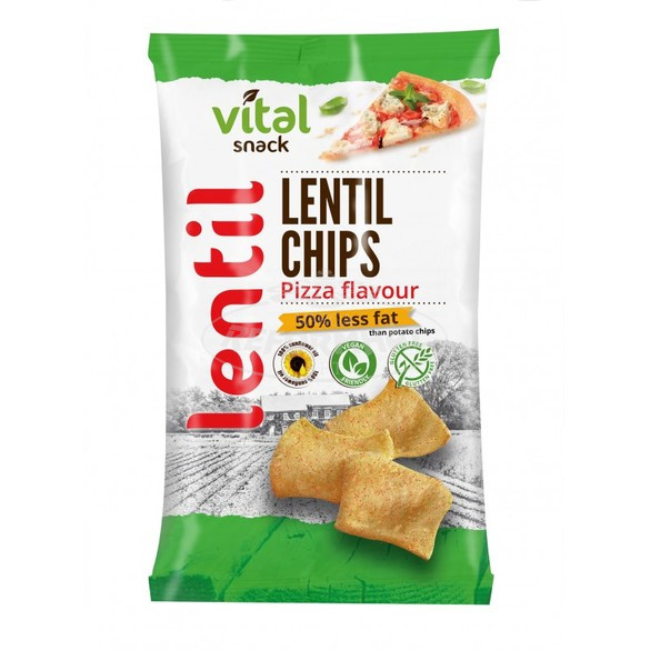 Vital snack gluténmentes lencse chips pizza ízű 65g
