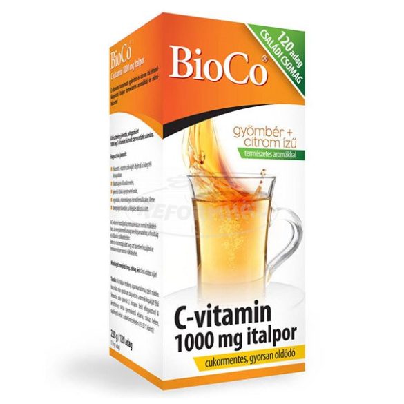 BioCo C-vitamin 1000mg italpor gyömbér+citromízű 120db
