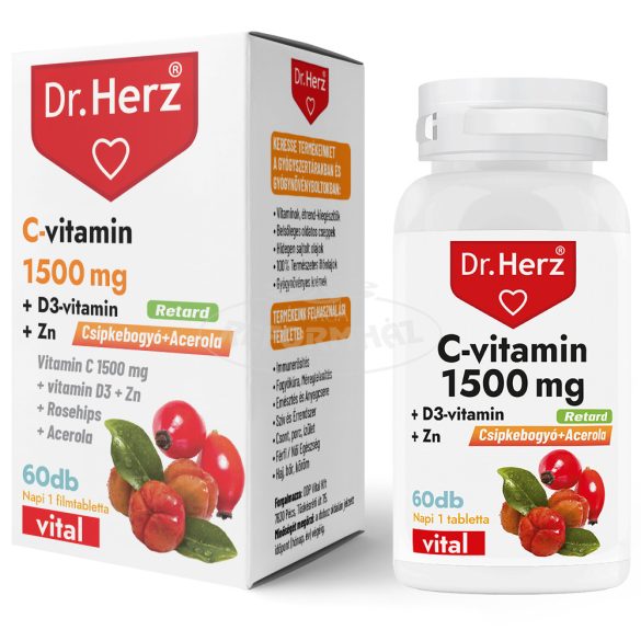 Dr Herz c-vitamin 1500mg+D3+Zn csipkebogyó+acerola 60x