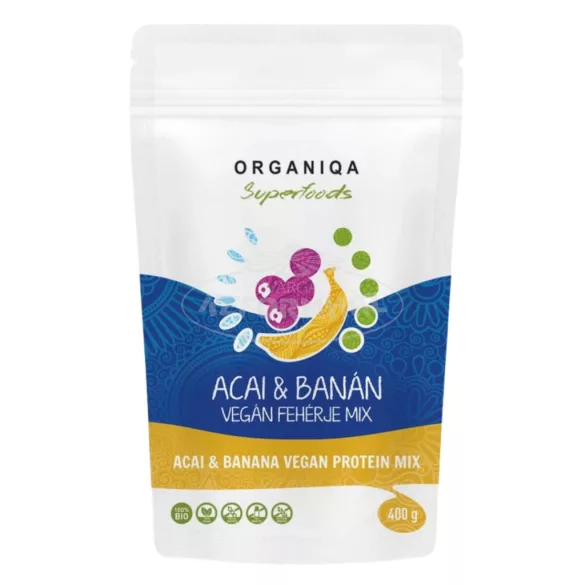 Organiqa bio vegán acai-banán fehérje 400g
