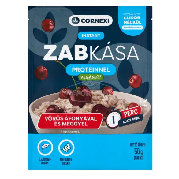 Cornexi protein zabkása vörösáfonya-meggy vegán HCN édesítőszerrel 50g