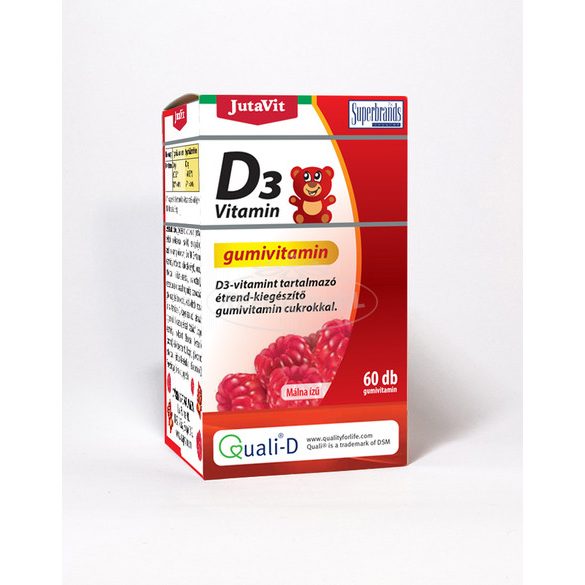 Jutavit Gumivitamin D3-vitamin málna ízű 60x