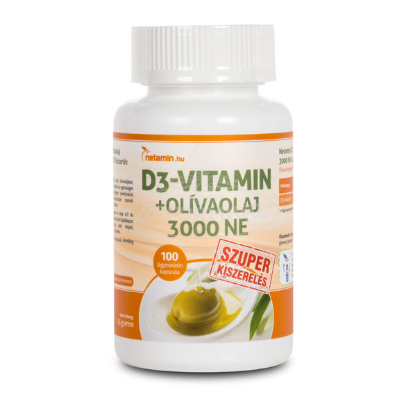 Netamin D3-vitamin + olívaolaj kapszula 3000NE szuper 100x