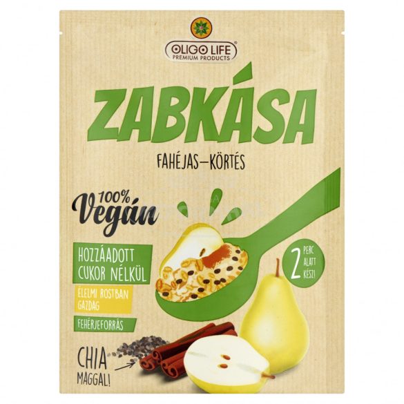 Oligo Life körtés-fahéjas cukormentes vegán zabkása Rostaban és fehérjében gazdag 65g