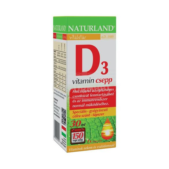 Naturland D3 vitamin csepp 500NE/csepp 30ml