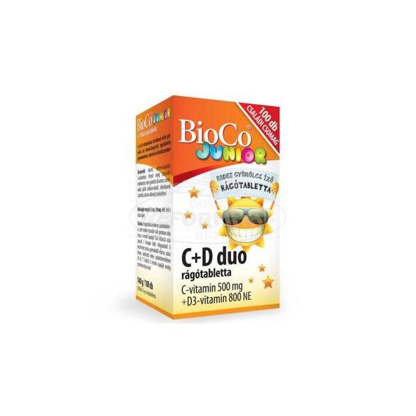 Bioco Junior erdei gyümölcs ízű rágótabletta C+D3 duo 100x