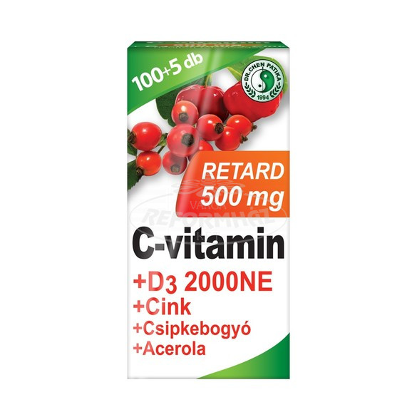 Dr.Chen C-vitamin 500mg+D3+cink+csipkebogyó+acerola 105x