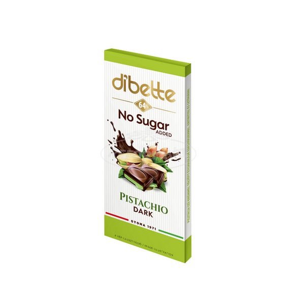 Dibette NAS pisztácia ízű krémmel töltött étcsokoládé 80g