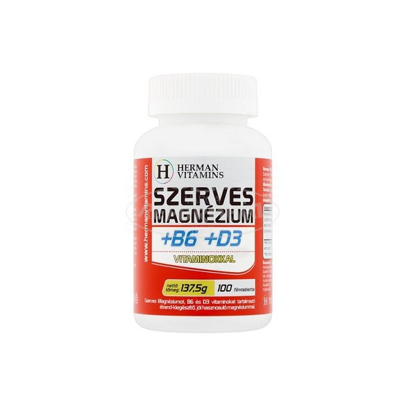 Herman Vitamins Szerves Magnézium+B6+D3 100db