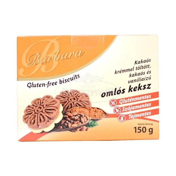 Barbara gluténmentes teasütemény kakaós töltött keksz 150g