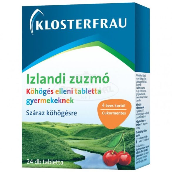 Izlandi zuzmó köhögés elleni tabletta gyerek cseresznye 24db
