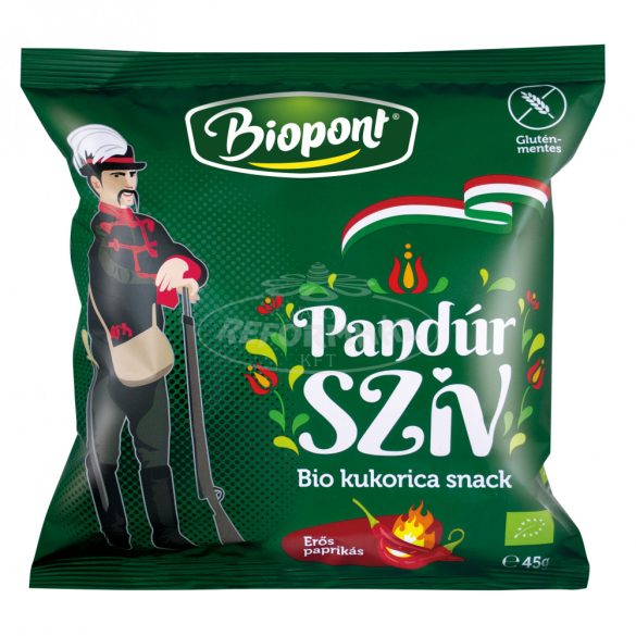 Biopont Pandúr szív kukorica snack erős paprikás 45g