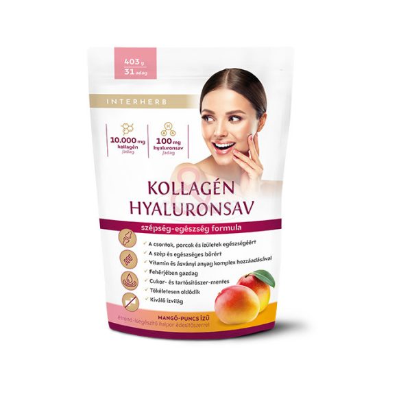 Interherb Kollagén&Hyaluronsav italpor Mangó-Puncs ízű 403g