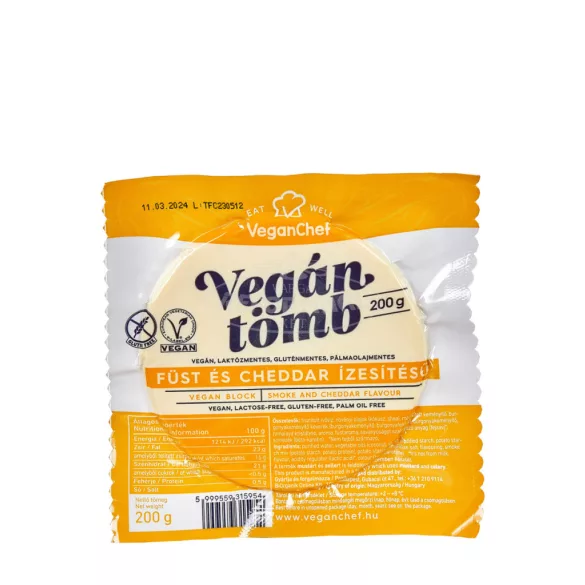 VeganChef Vegán tömb Füst és Cheddar 200g