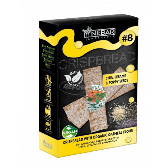Nébar Naturpro 8 bio lapkenyér zabpehelyliszt, mák, szezám, chia 175g