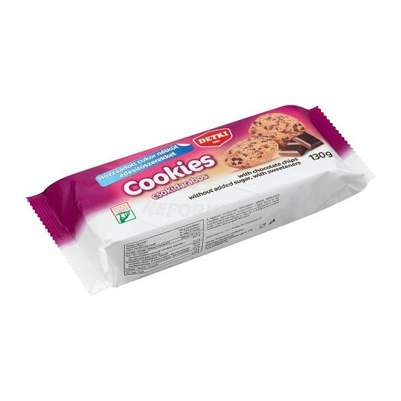 Detki Cookies cukormentes keksz étcsokoládé darabokkal 130g