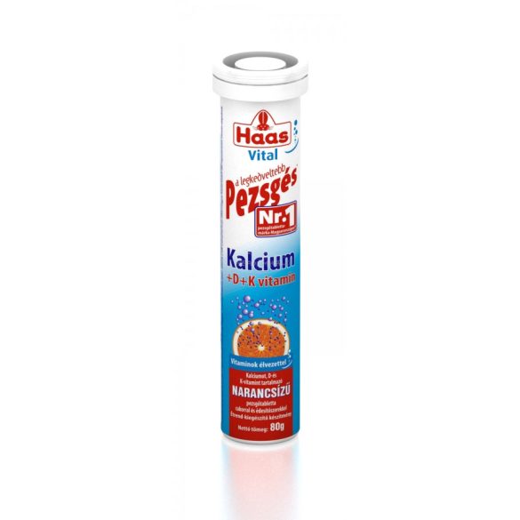 Haas Kalcium +D+K vitamin pezsgő tabletta narancs íz 80g