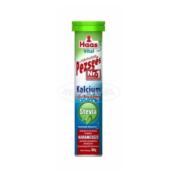 Haas Stevia Calcium+D+K vitamin pezsgőtabletta 80g