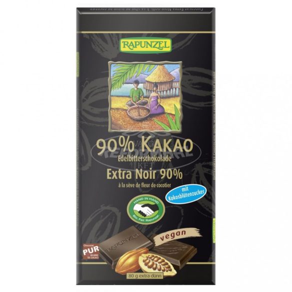 Rapunzel bio keserűcsokoládé 90%-os kakaótartalom 80g