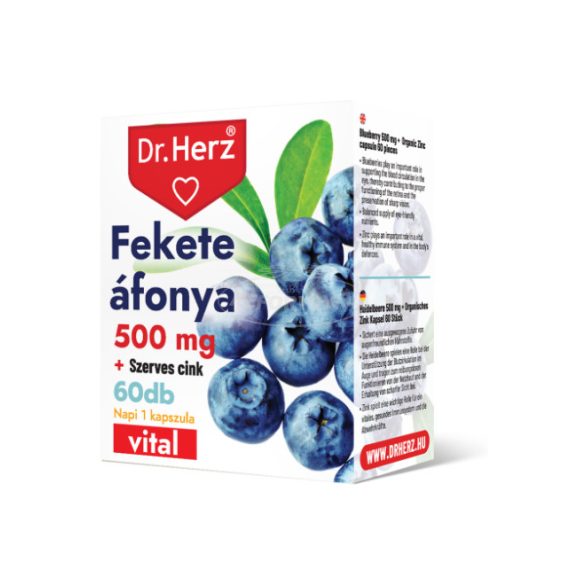 Dr Herz Feketeáfonya 500mg + szerves cink kapszula 60x