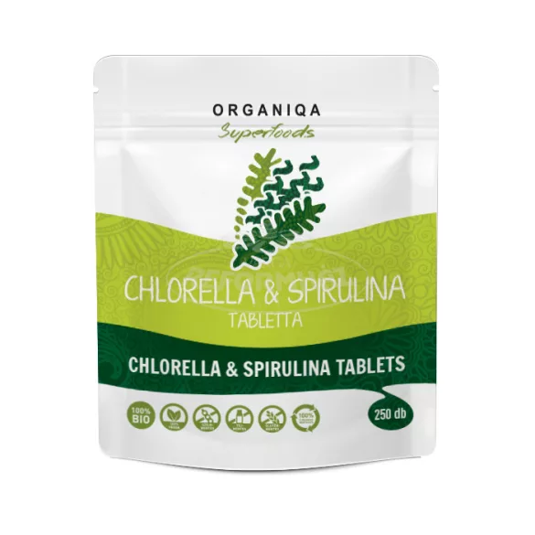 Organiqa bio chlorella&spirulina tabletta 250x