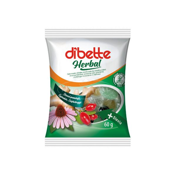 Dibette Herbal cukorm.töltetlen cukorka vegyes gyógynöv. 60g